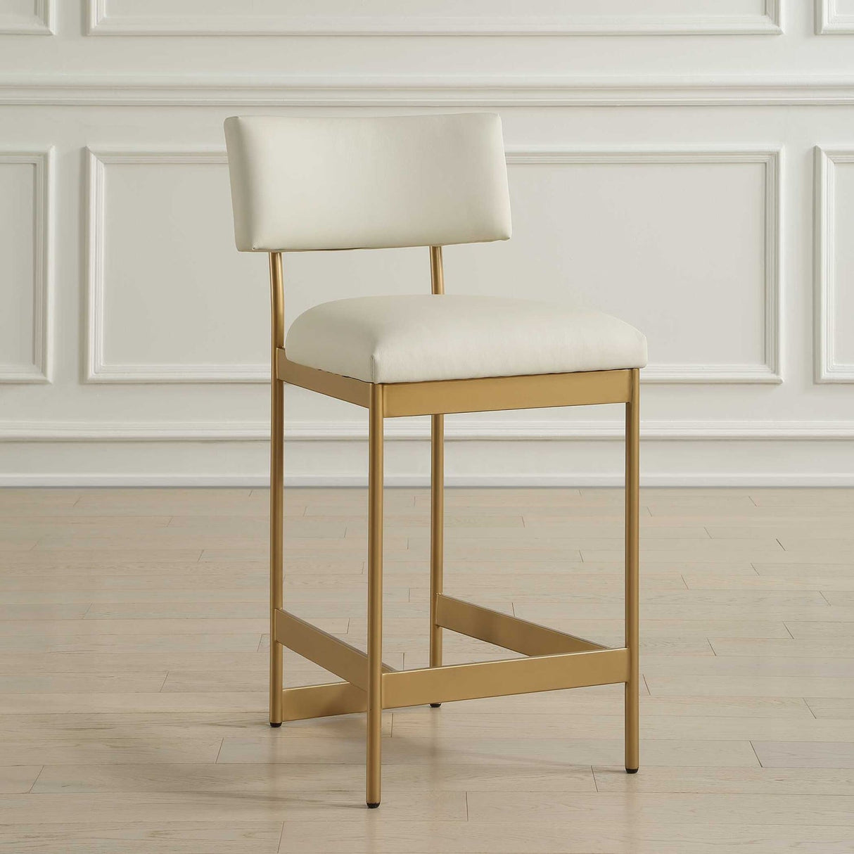 White Leather Counter Stool | Uttermost Apsley