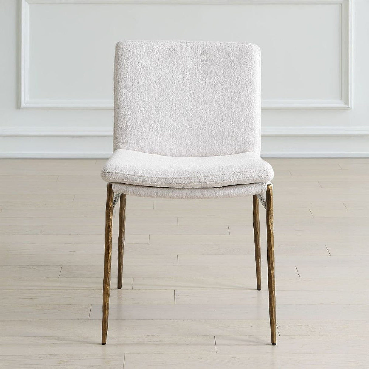White Boucle Dining Chair by Uttermost Ascend, alternate view 2
