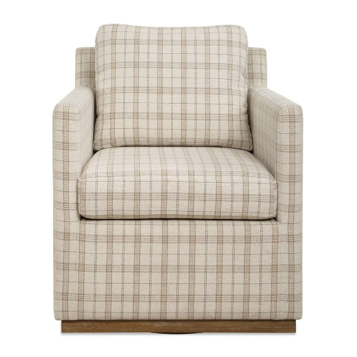 Beige Plaid Linen Swivel Chair by Uttermost Basie
