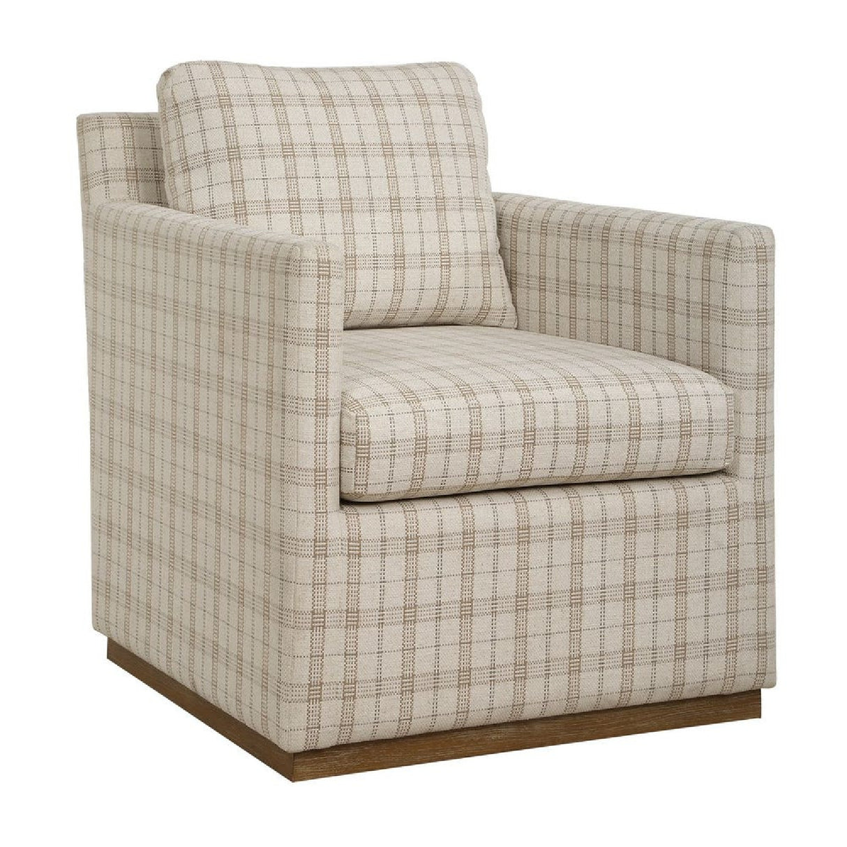 Beige Plaid Linen Swivel Chair | Oroa.com