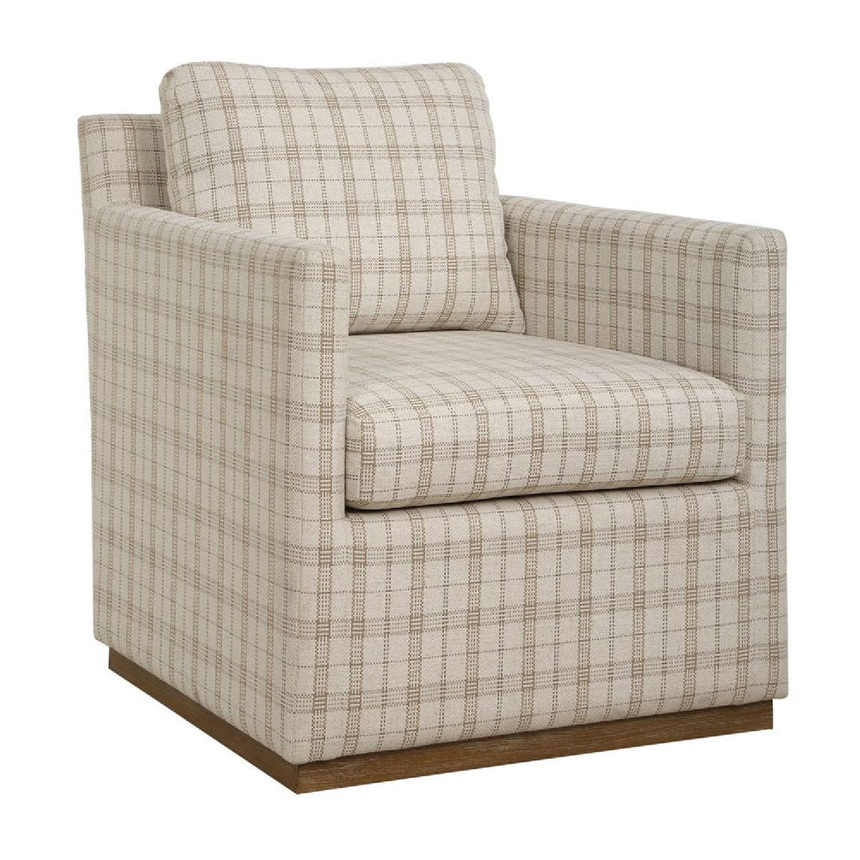 Beige Plaid Linen Swivel Chair by Uttermost Basie, alternate view 3