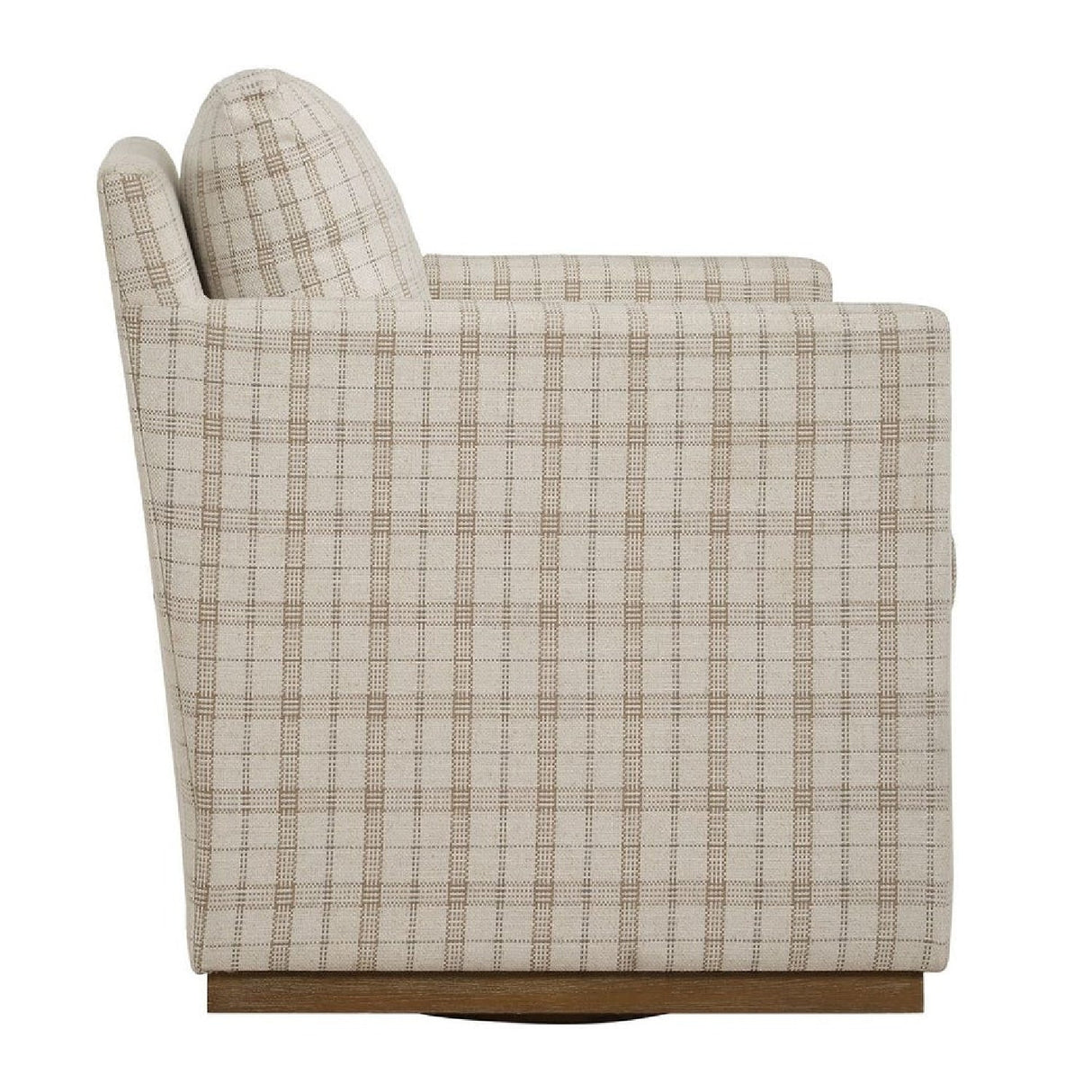 Beige Plaid Linen Swivel Chair by Uttermost Basie, alternate view 4