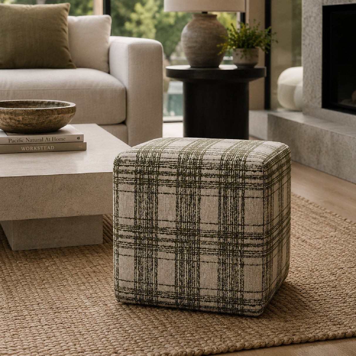 Modern European furniture - Chenille Cube Ottoman - www.oroa.com