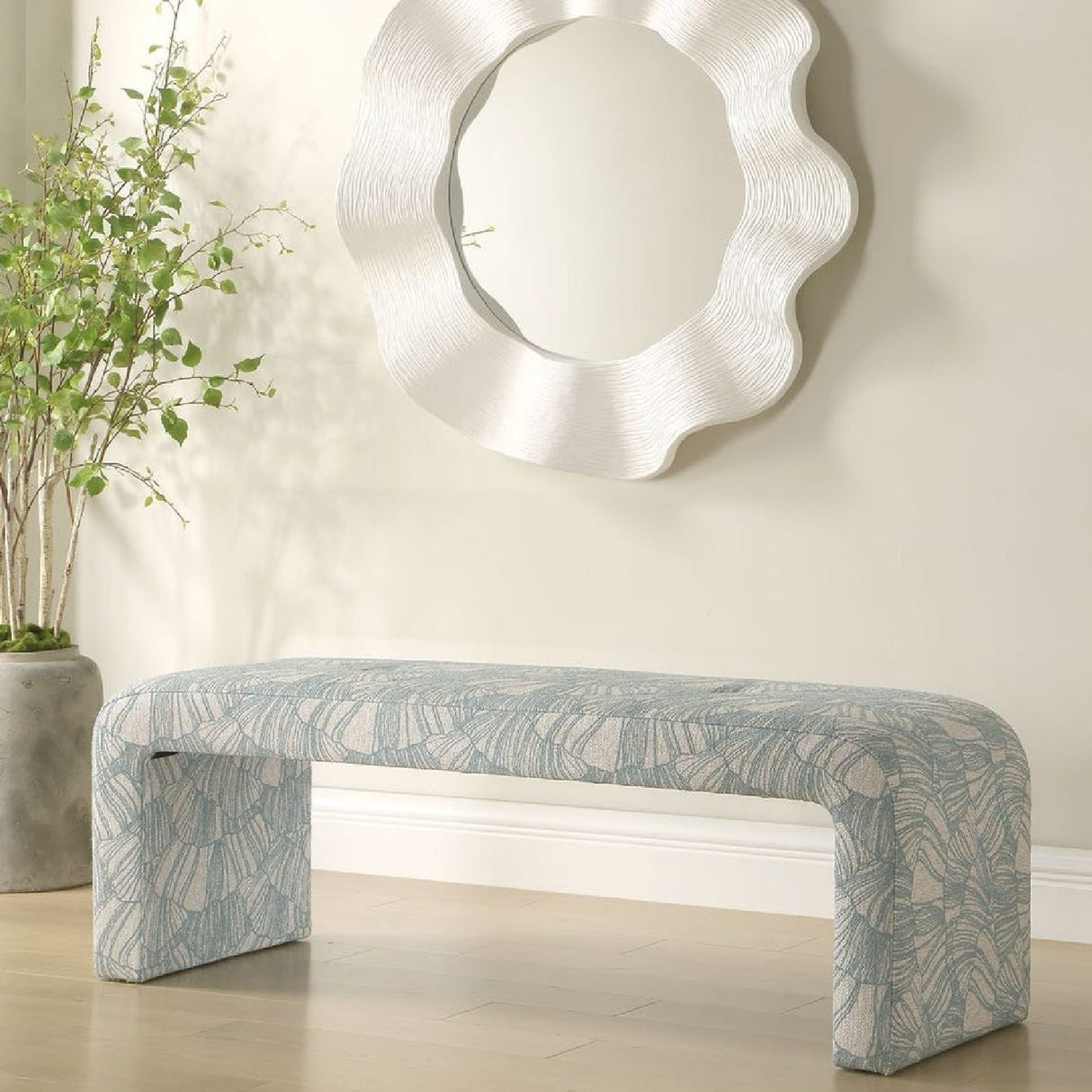 Blue Shell Printed Bench by Uttermost Amie, alternate view 2