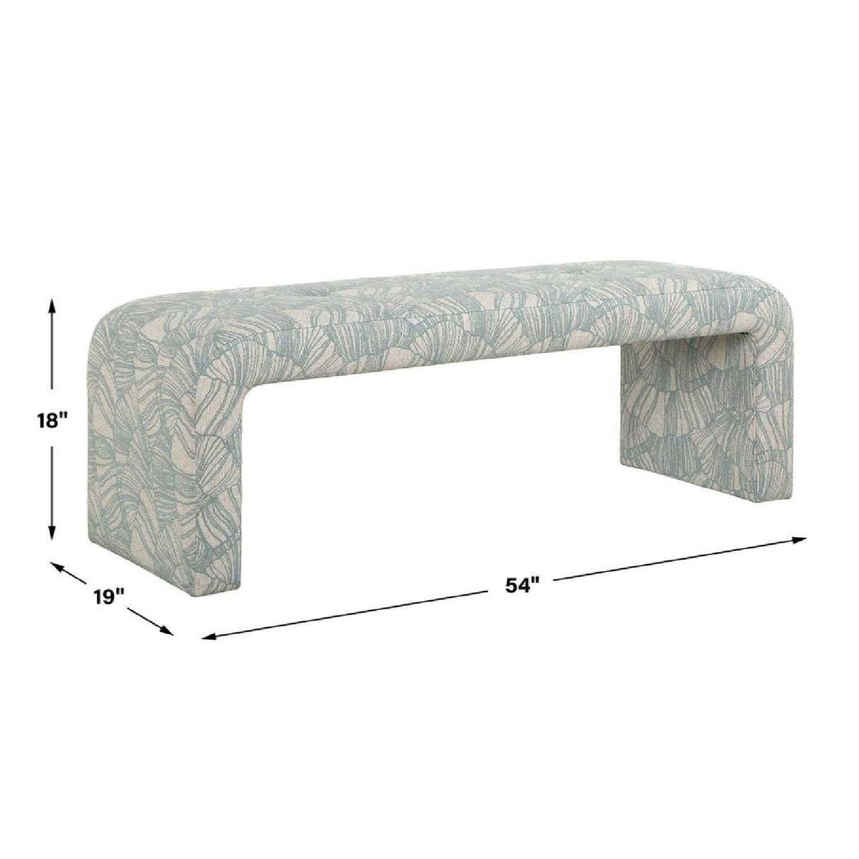 Blue Shell Printed Bench by Uttermost Amie, alternate view 5