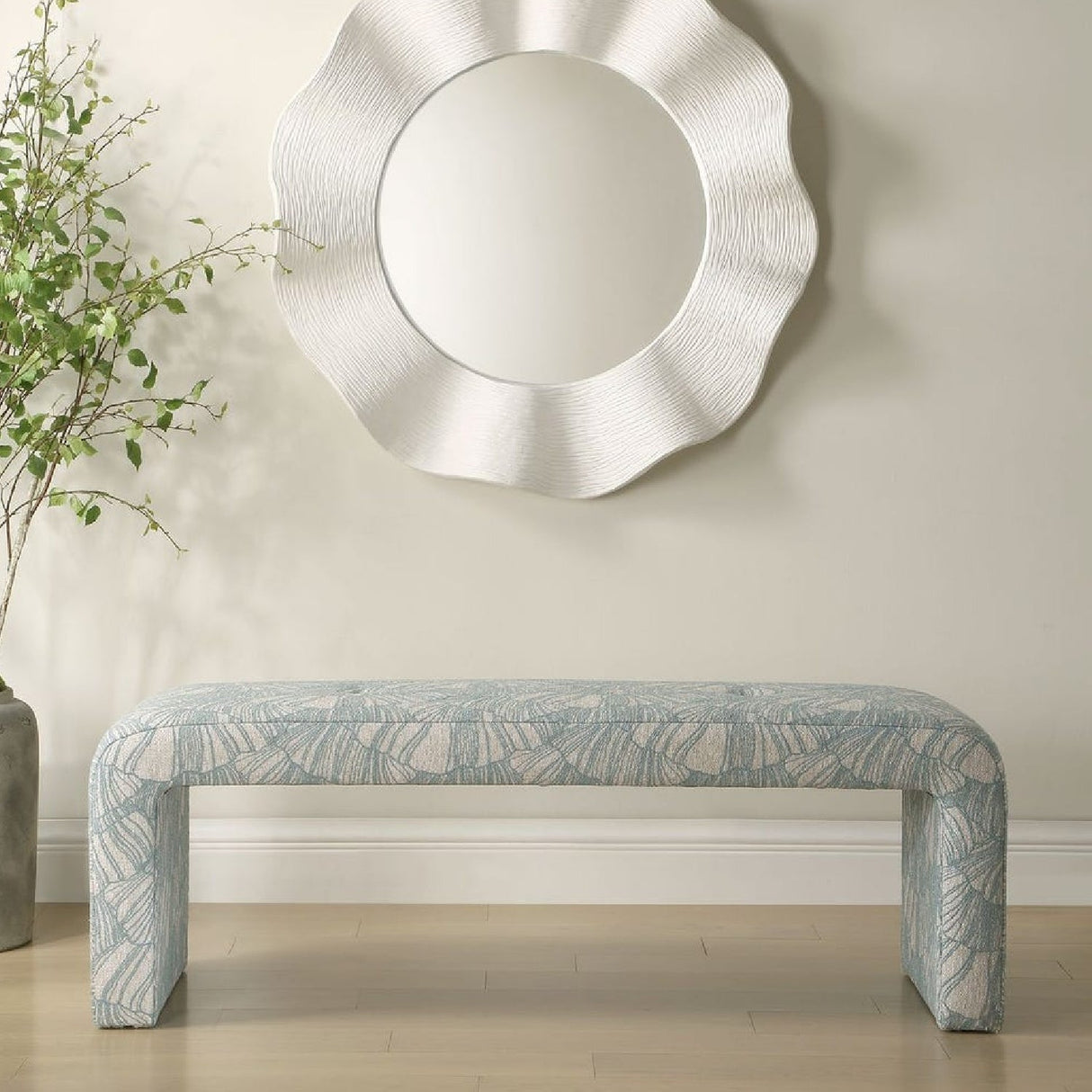 Blue Shell Printed Bench by Uttermost Amie, alternate view 7
