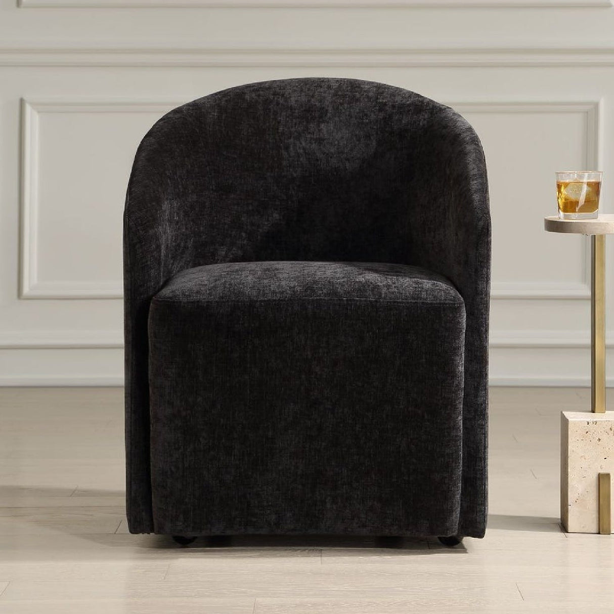 Modern European furniture - Velvet Dining Chair with Casters - www.oroa.com