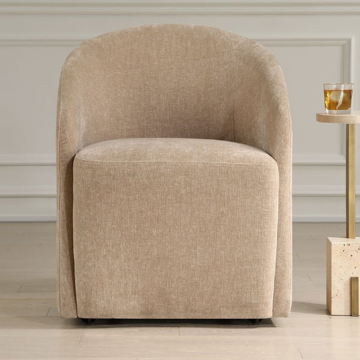 Modern European furniture - Velvet Dining Chair with Casters - www.oroa.com