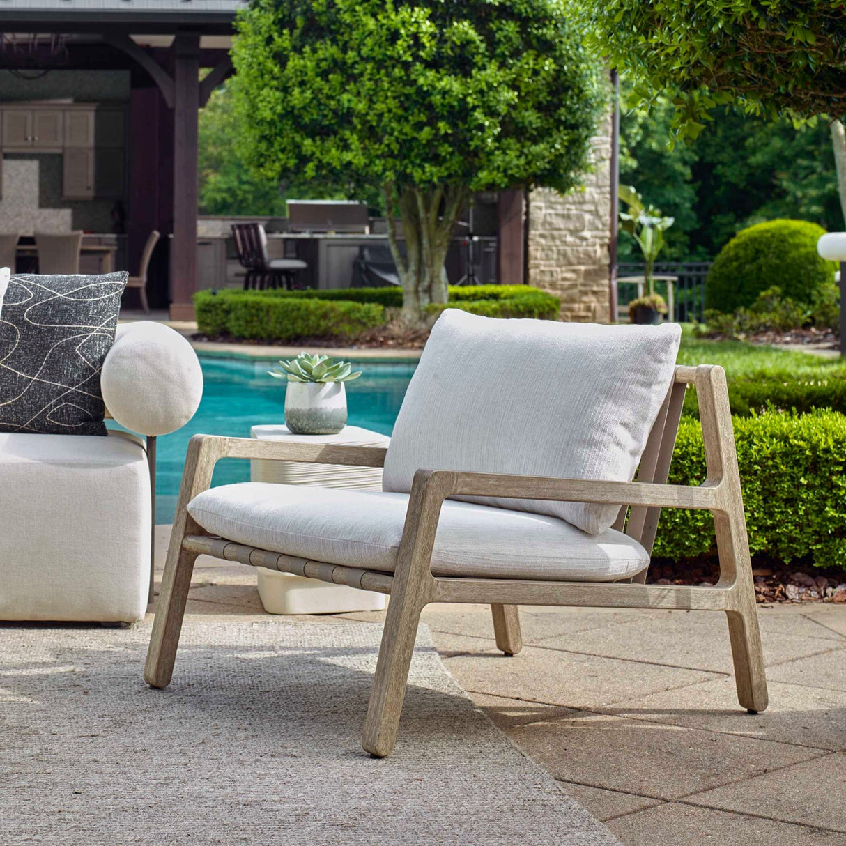 Modern European furniture - Mahogany Framed Outdoor Lounge Chair - www.oroa.com