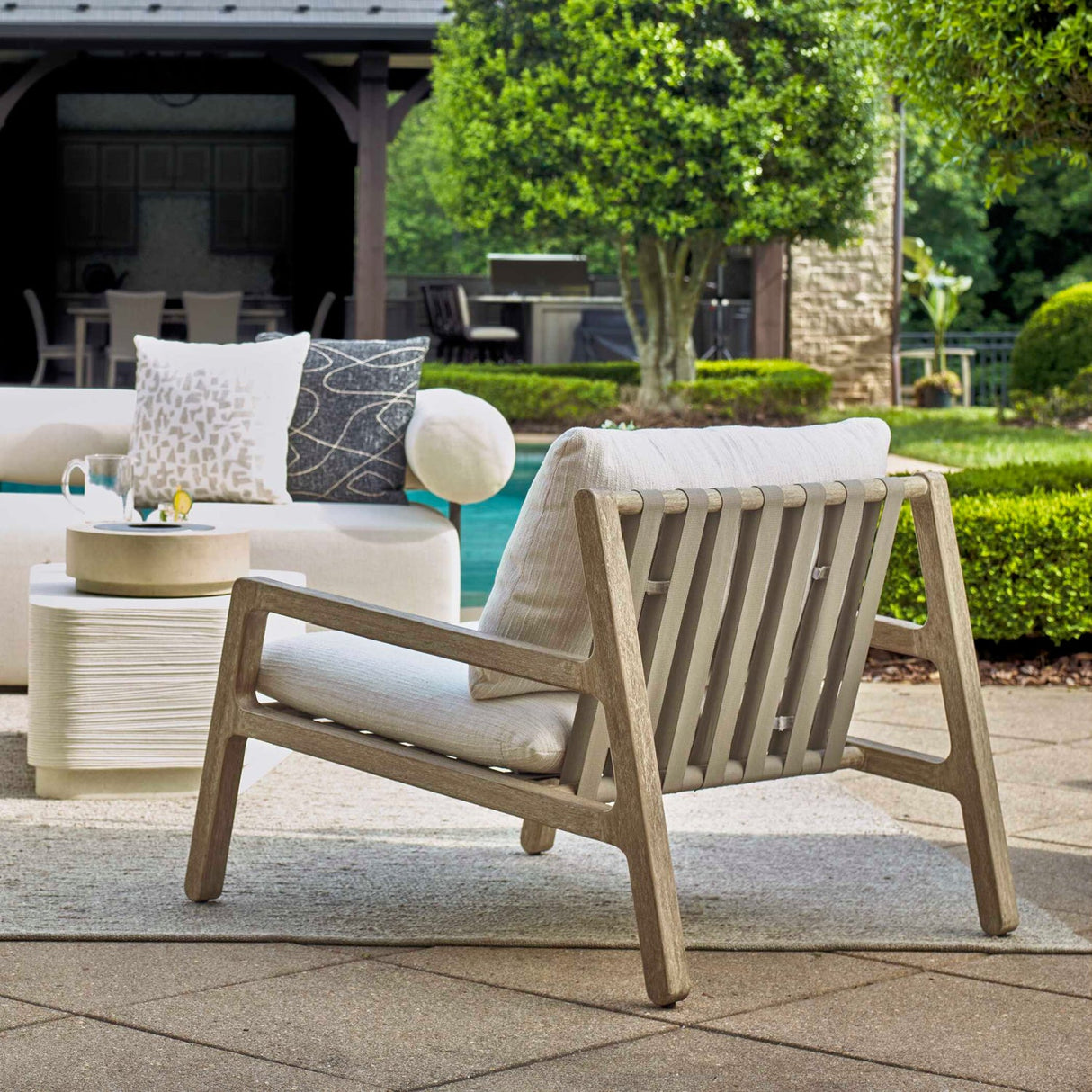 Modern European furniture - Mahogany Framed Outdoor Lounge Chair - www.oroa.com