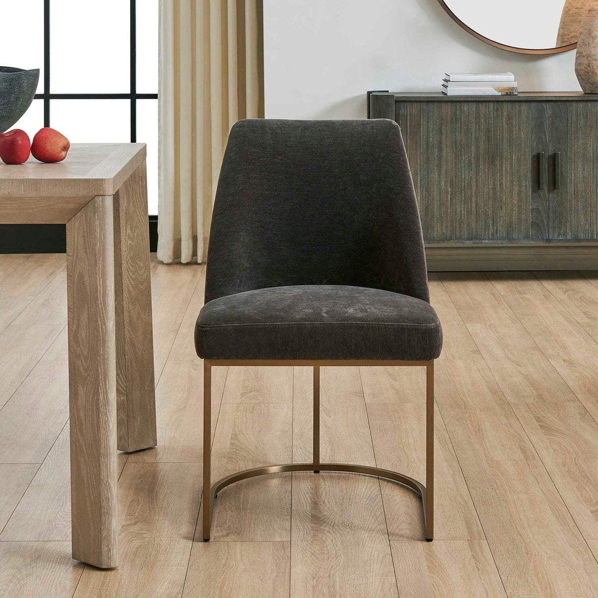 Modern European furniture - Gray Velvet Dining Chair - www.oroa.com