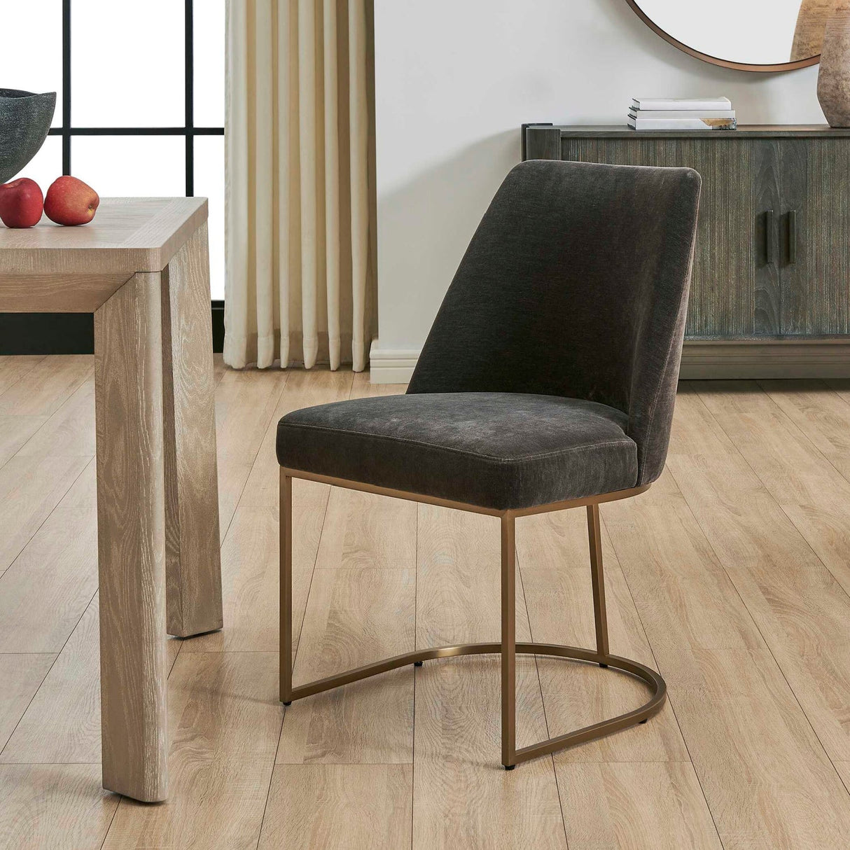 Modern European furniture - Gray Velvet Dining Chair - www.oroa.com