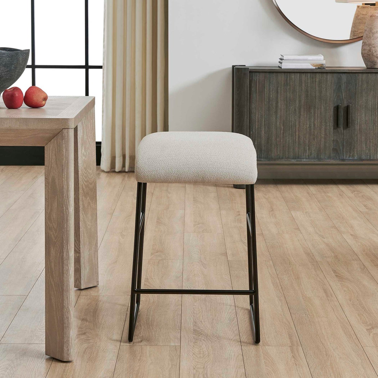 Cream Fabric Seat Counter Stool by Uttermost Arcane, alternate view 2