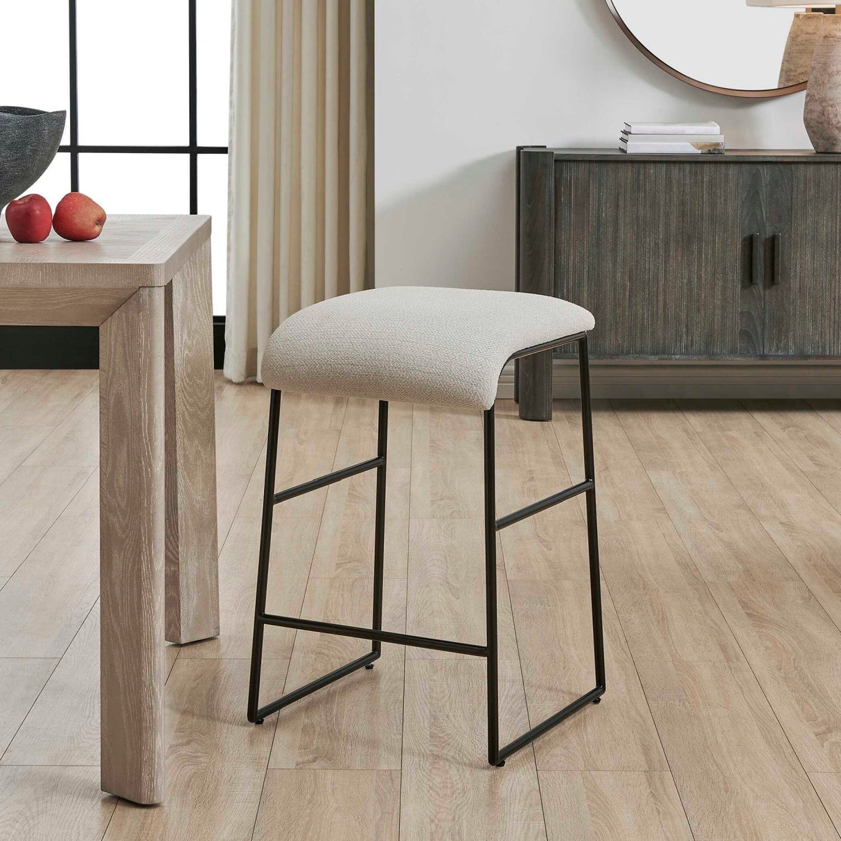 Cream Fabric Seat Counter Stool by Uttermost Arcane, alternate view 8