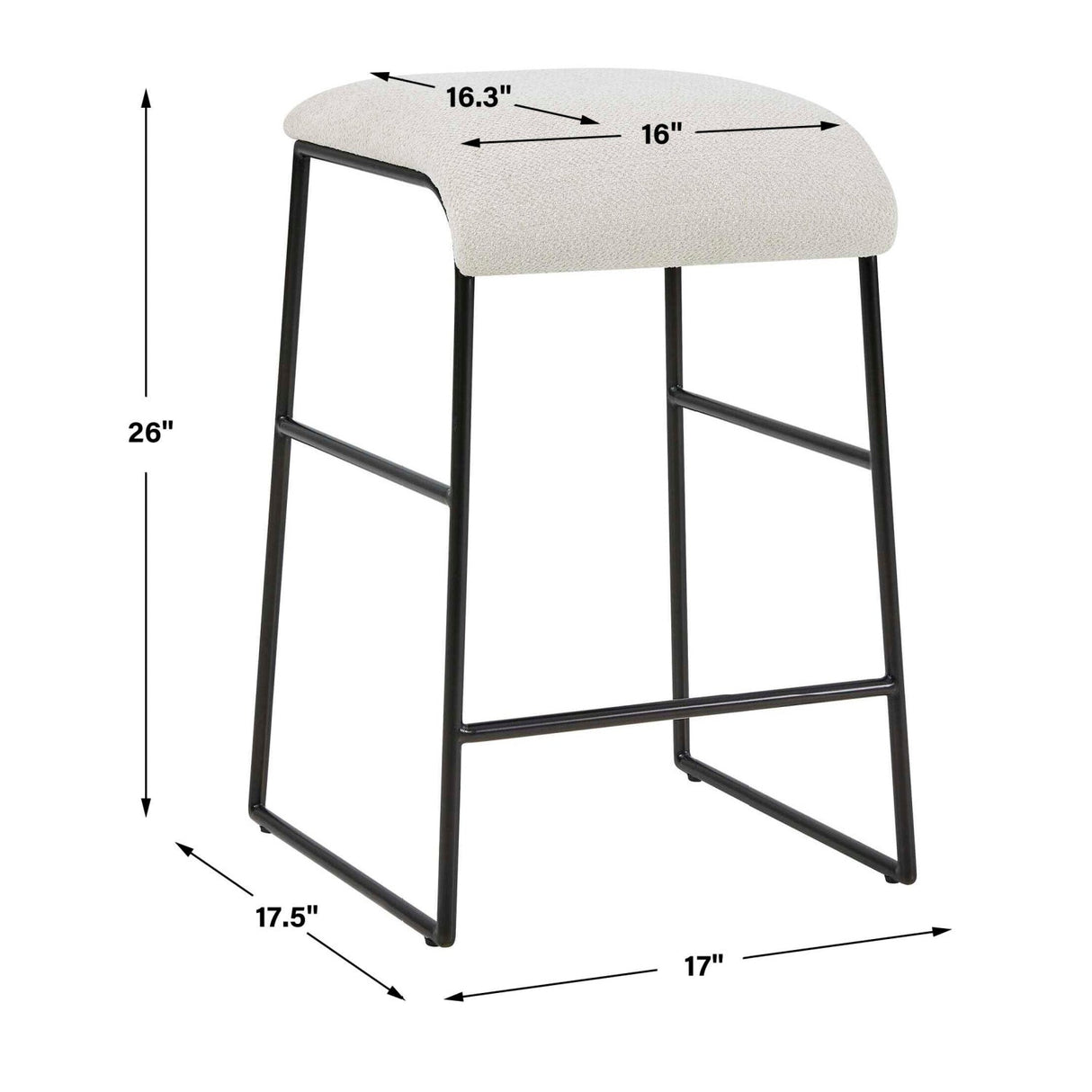 Cream Fabric Seat Counter Stool by Uttermost Arcane, alternate view 9