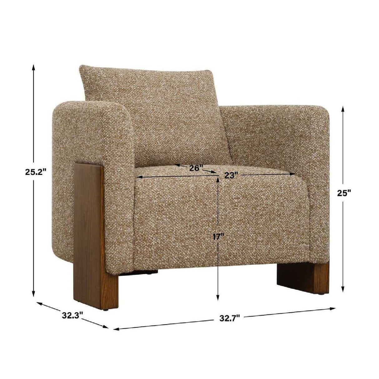 Cream Boucle 3-Legged Accent Chair by Uttermost Halligan, alternate view 8