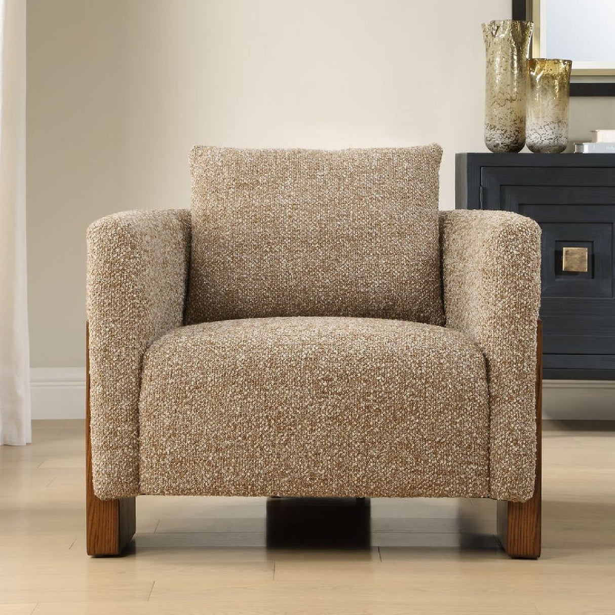 Cream Boucle 3-Legged Accent Chair by Uttermost Halligan, alternate view 9