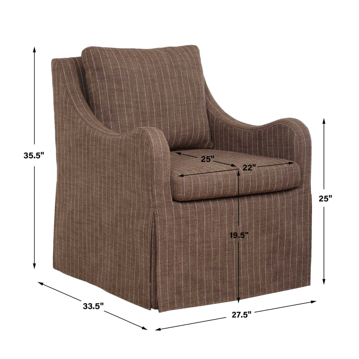 Brown Pinstripes Swivel Chair by Uttermost Luisa, alternate view 9