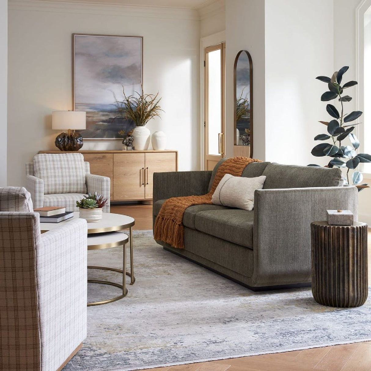Modern European furniture - Textured Chenille Sofa - www.oroa.com