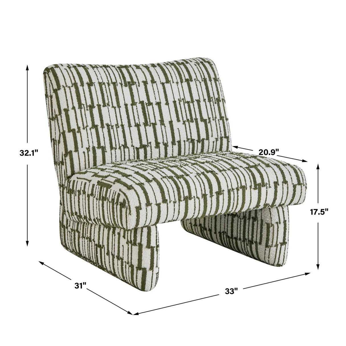 Green Patterned Accent Chair by Uttermost Willa, alternate view 9