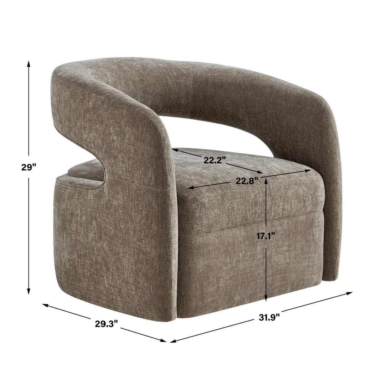 Modern European furniture - Taupe Velvet Swivel Chair - www.oroa.com