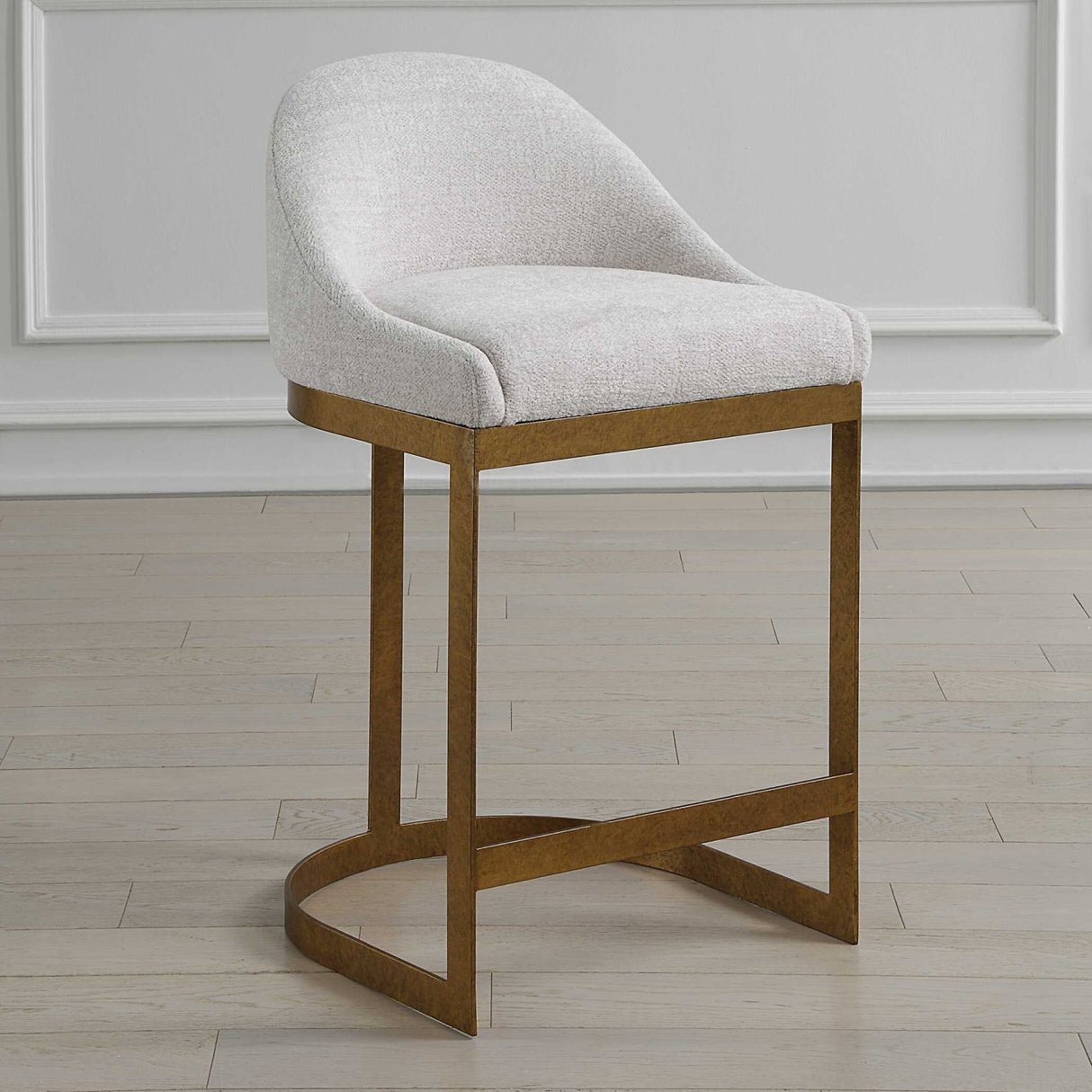 Modern European furniture - White Chenille Counter Stool - www.oroa.com