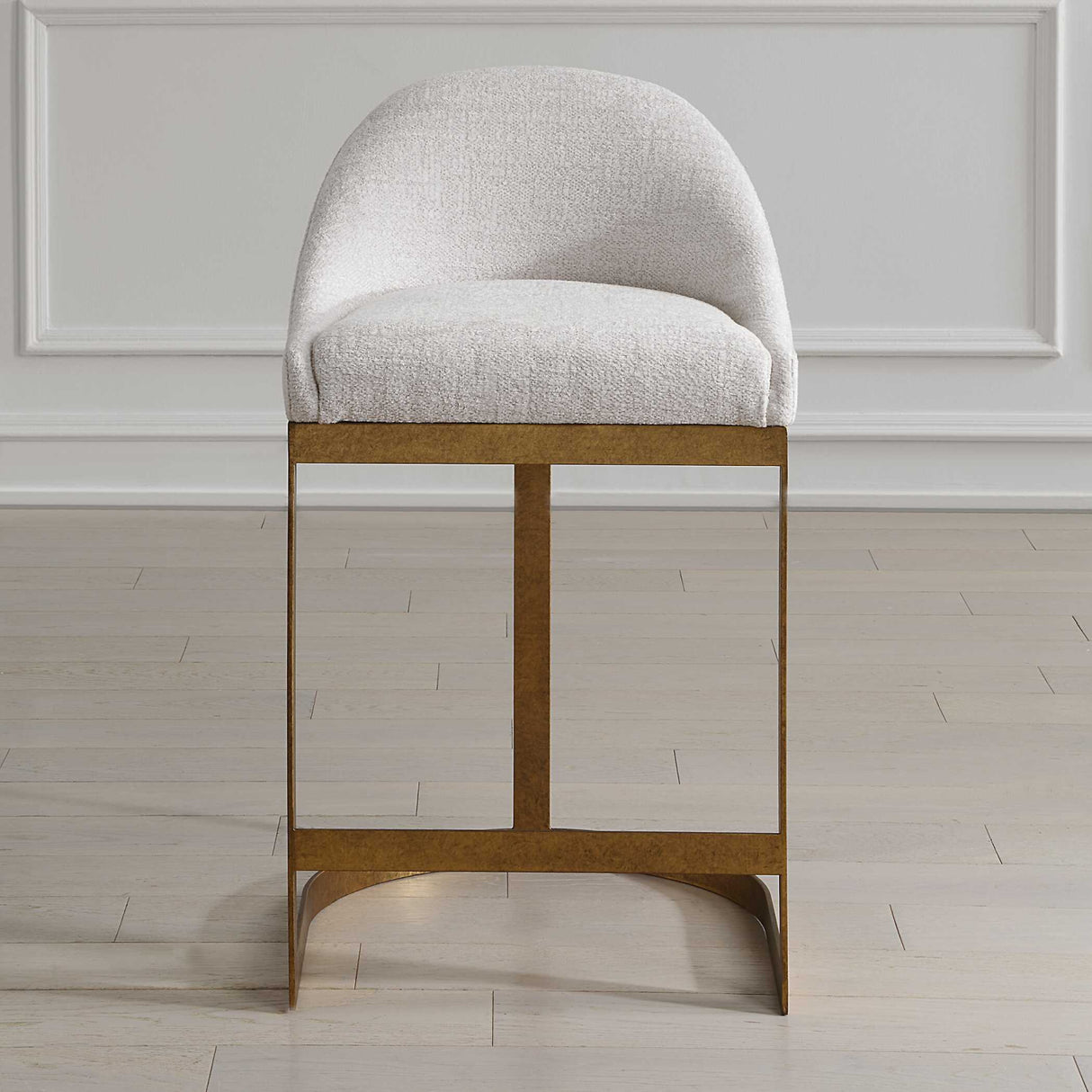 Modern European furniture - White Chenille Counter Stool - www.oroa.com