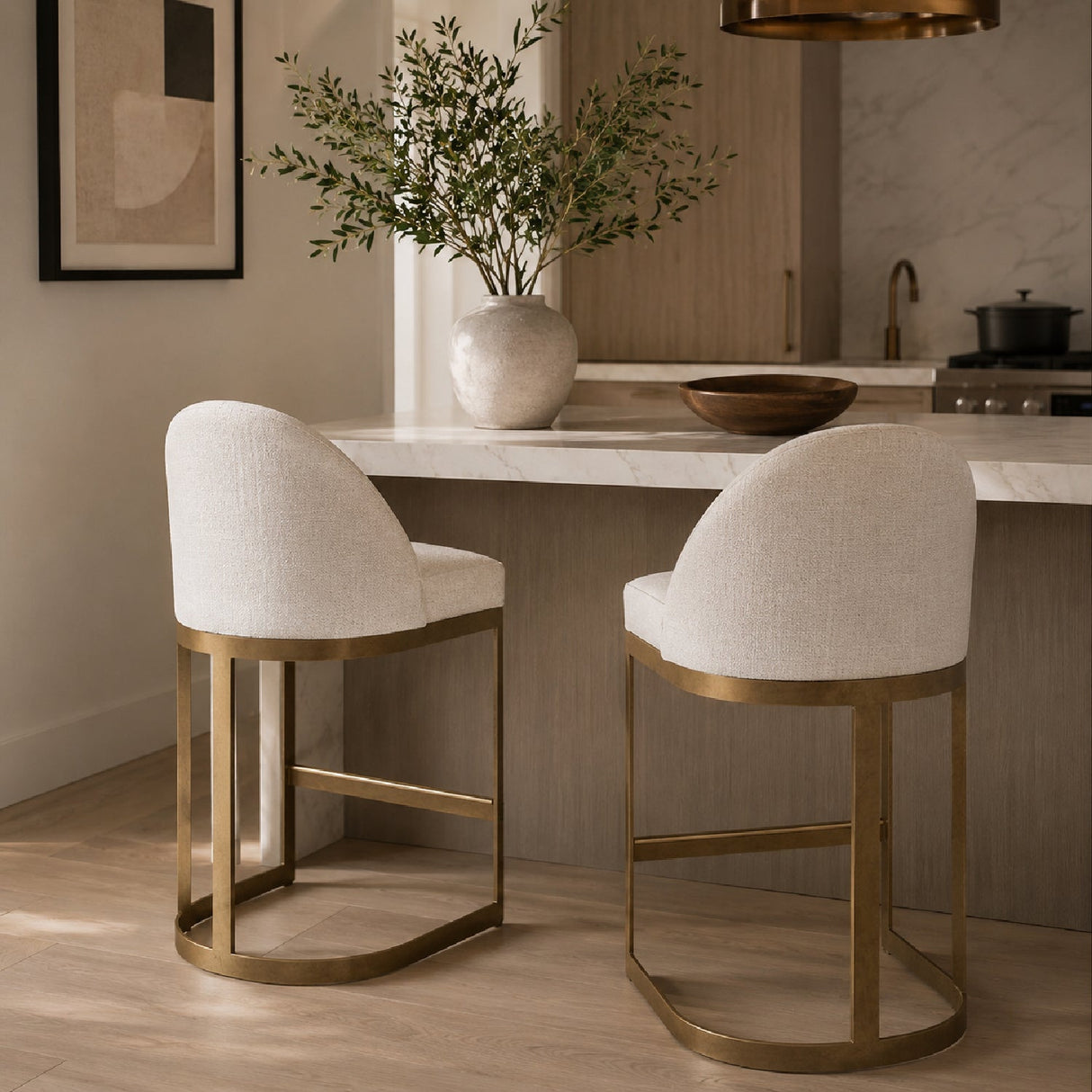 Modern European furniture - White Chenille Counter Stool - www.oroa.com