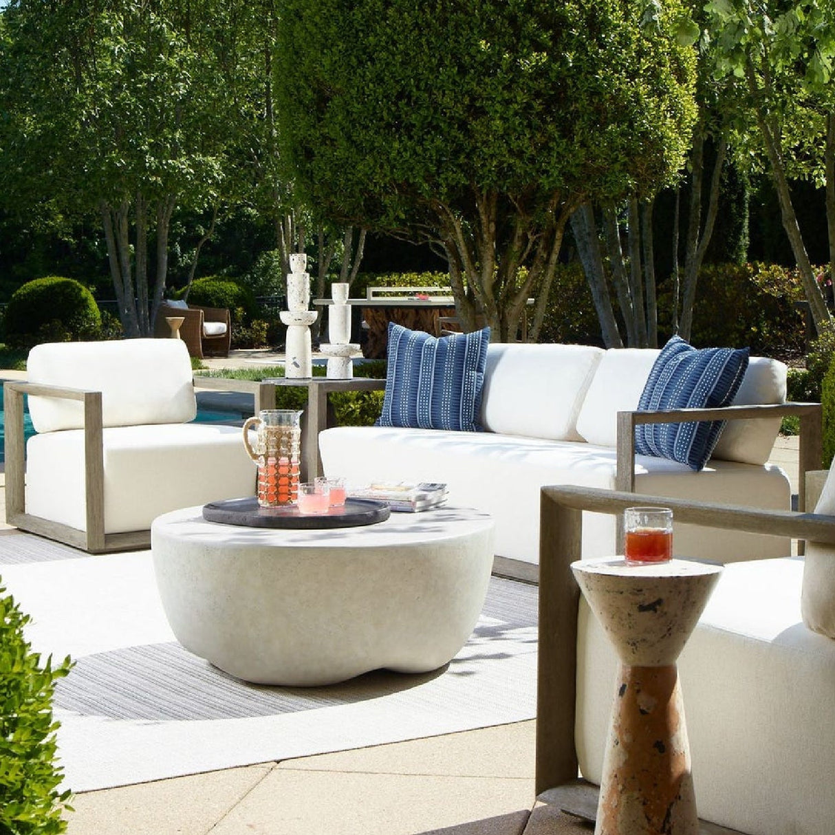 Modern European furniture - White Cushioned 3-Seater Outdoor Sofa - www.oroa.com