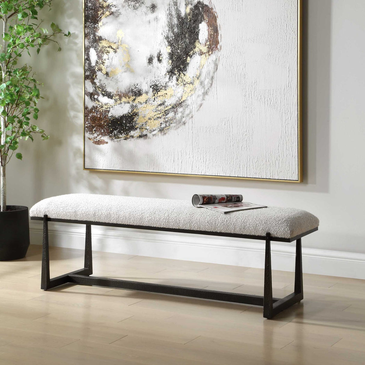Modern European furniture - Upholstered Wool-Inspired Bench - www.oroa.com