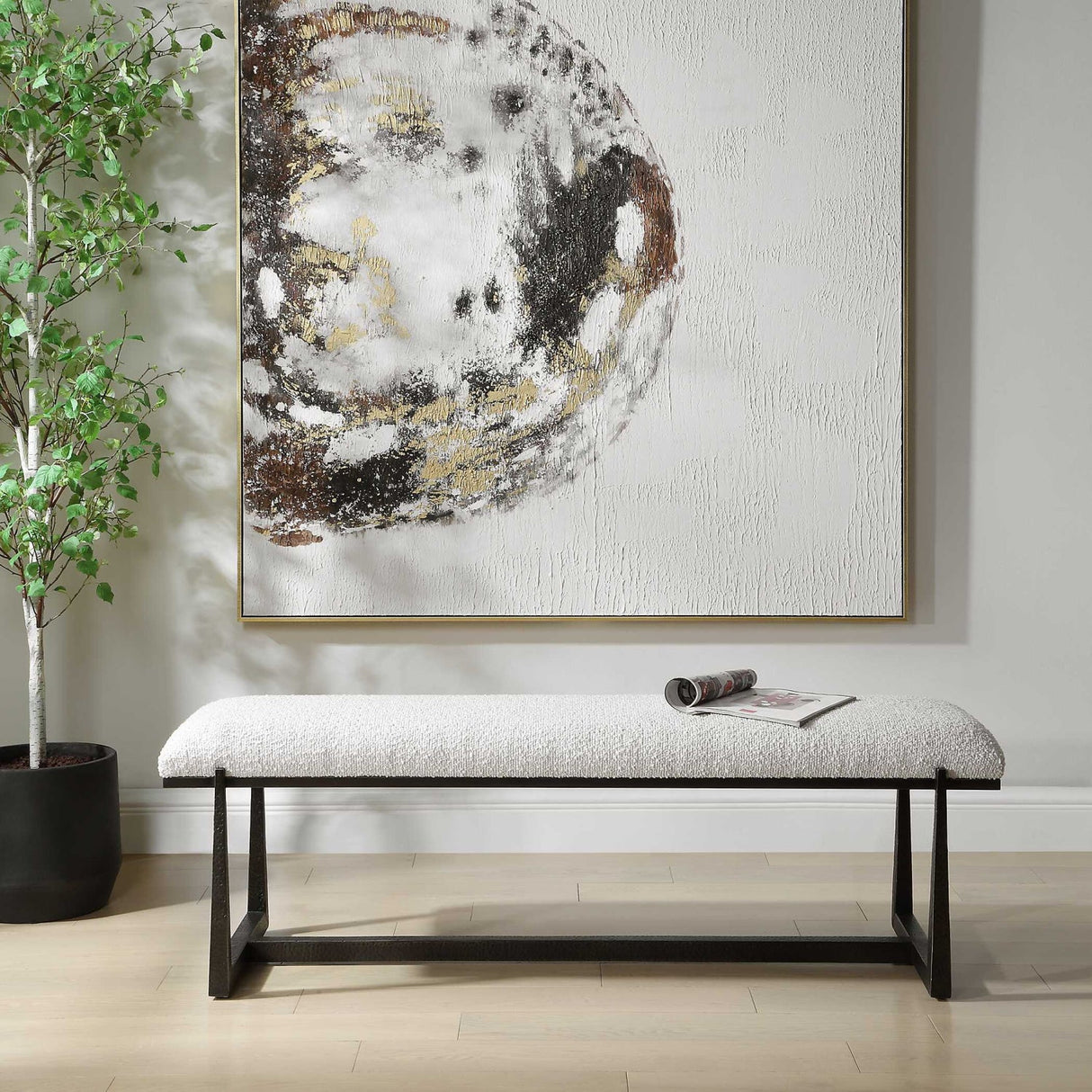 Modern European furniture - Upholstered Wool-Inspired Bench - www.oroa.com