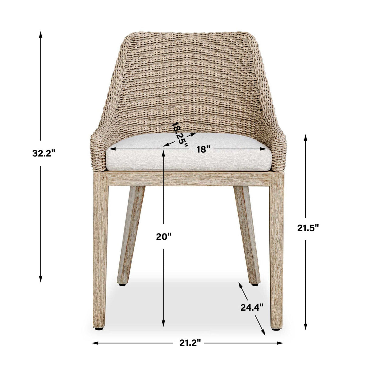 Beige Wicker Outdoor Dining Chair by Uttermost Paloma, alternate view 13