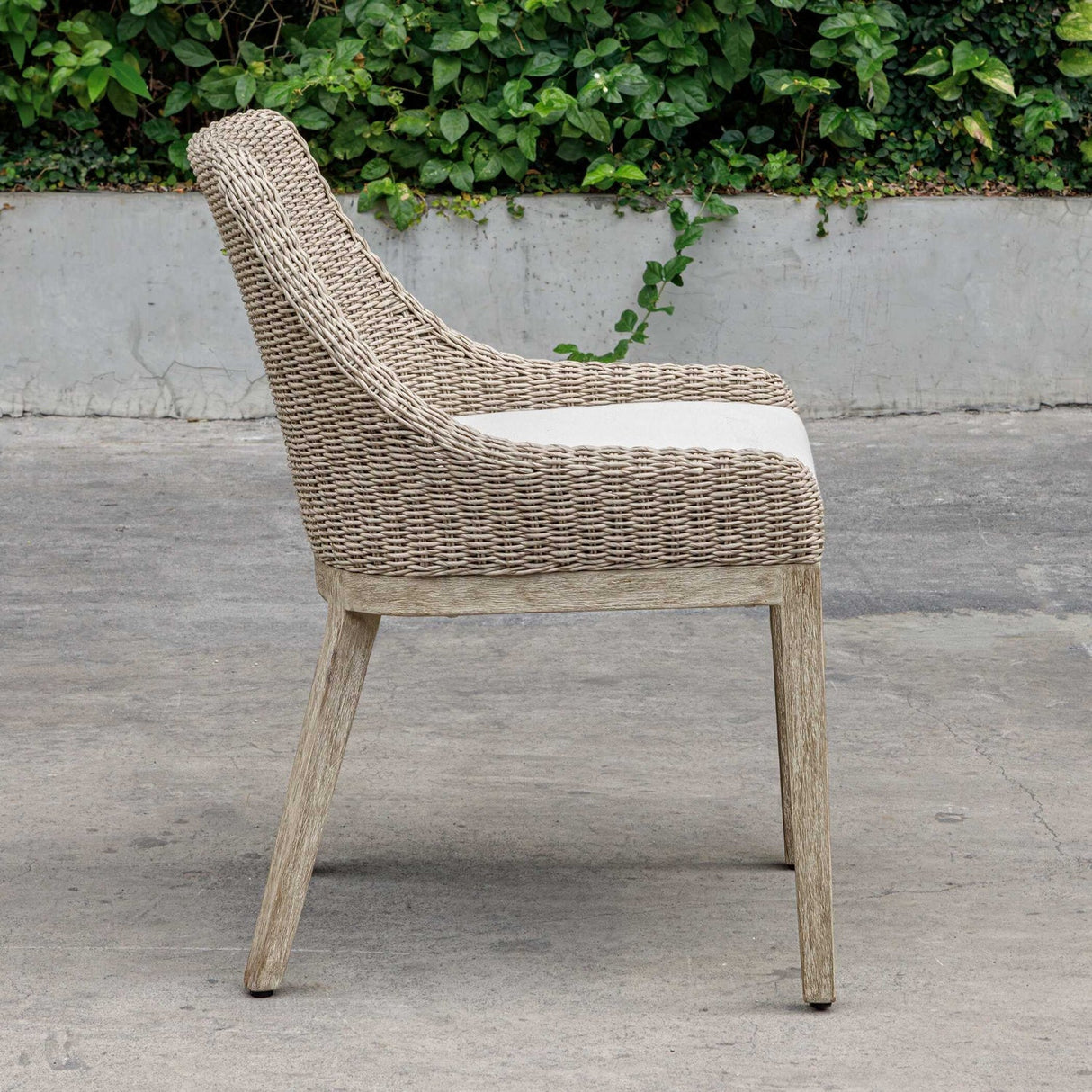Beige Wicker Outdoor Dining Chair by Uttermost Paloma, alternate view 10