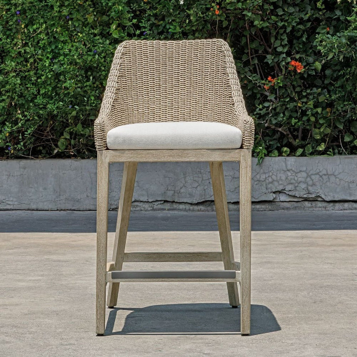 Beige Wicker Outdoor Counter Stool by Uttermost Paloma, alternate view 2