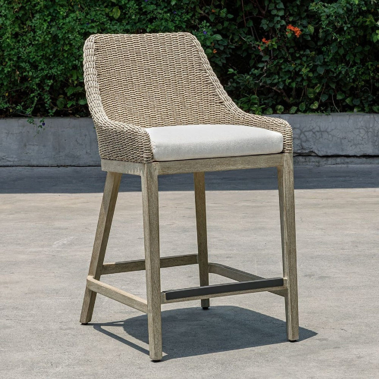 Beige Wicker Outdoor Counter Stool by Uttermost Paloma, alternate view 15