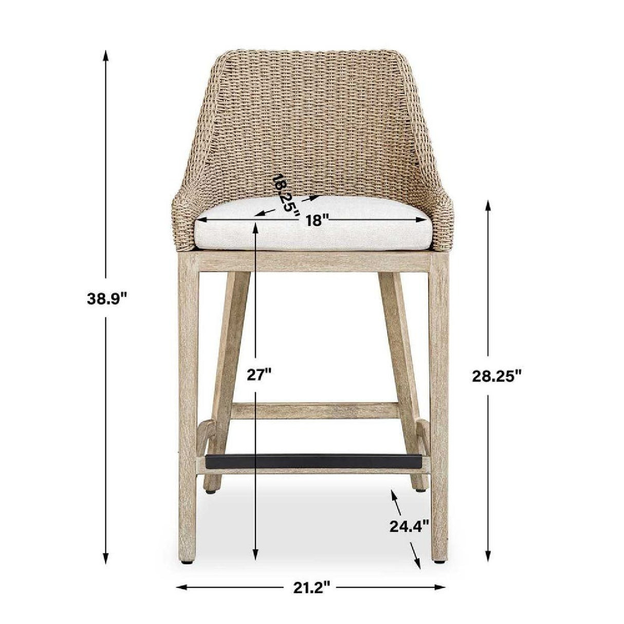 Beige Wicker Outdoor Counter Stool | Oroa.com