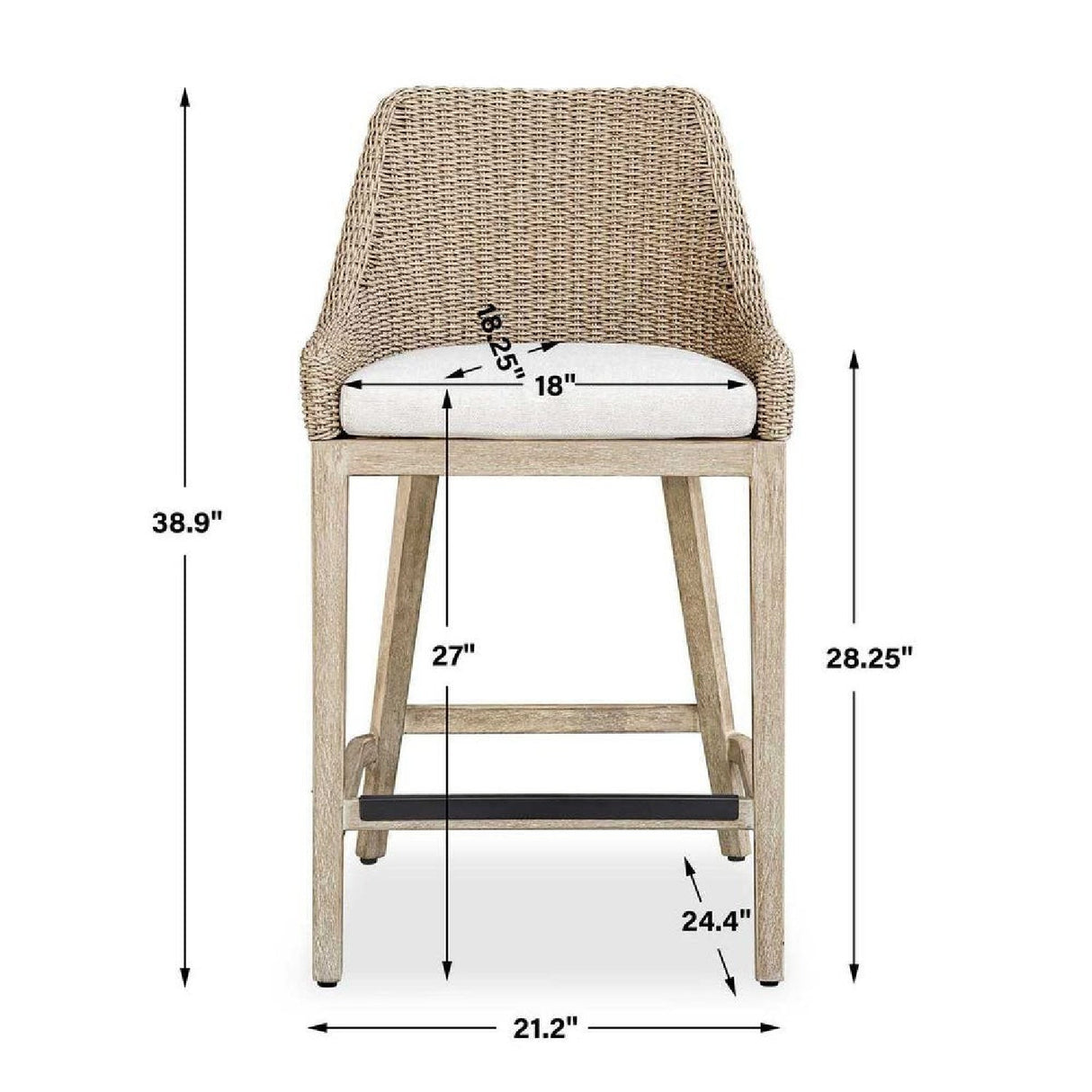 Beige Wicker Outdoor Counter Stool by Uttermost Paloma, alternate view 9