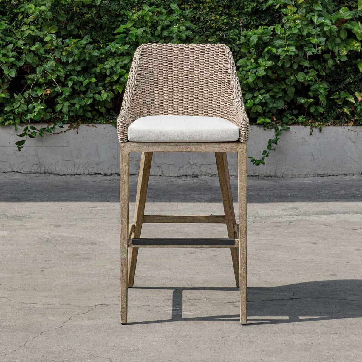 Cream Wicker Outdoor Bar Stool by Uttermost Paloma, alternate view 12