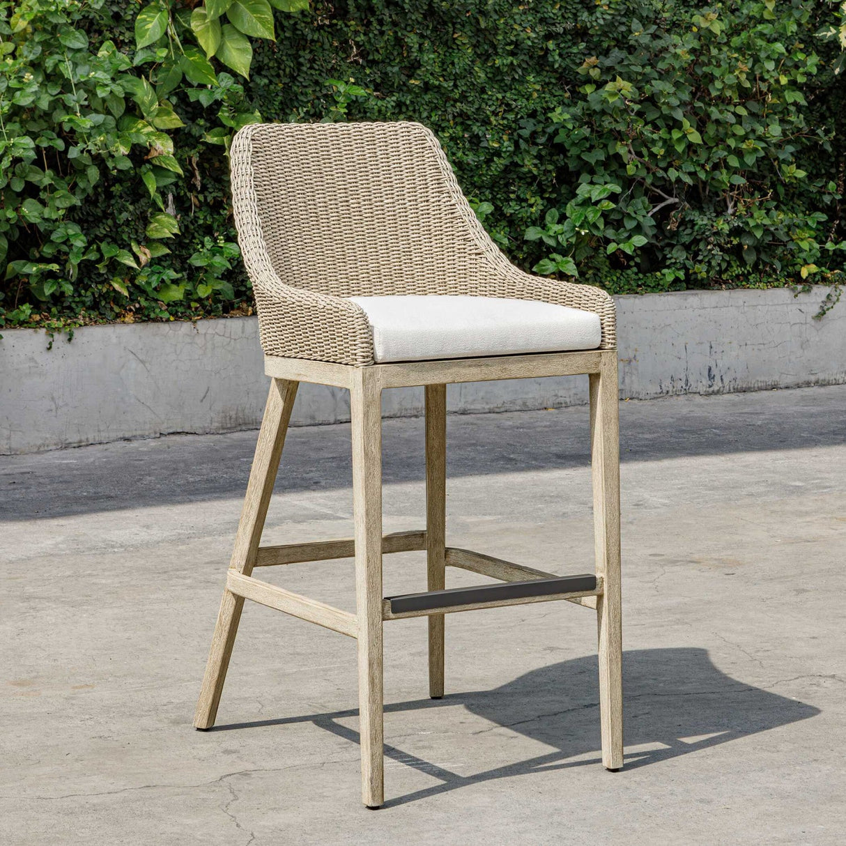 Cream Wicker Outdoor Bar Stool by Uttermost Paloma, alternate view 13