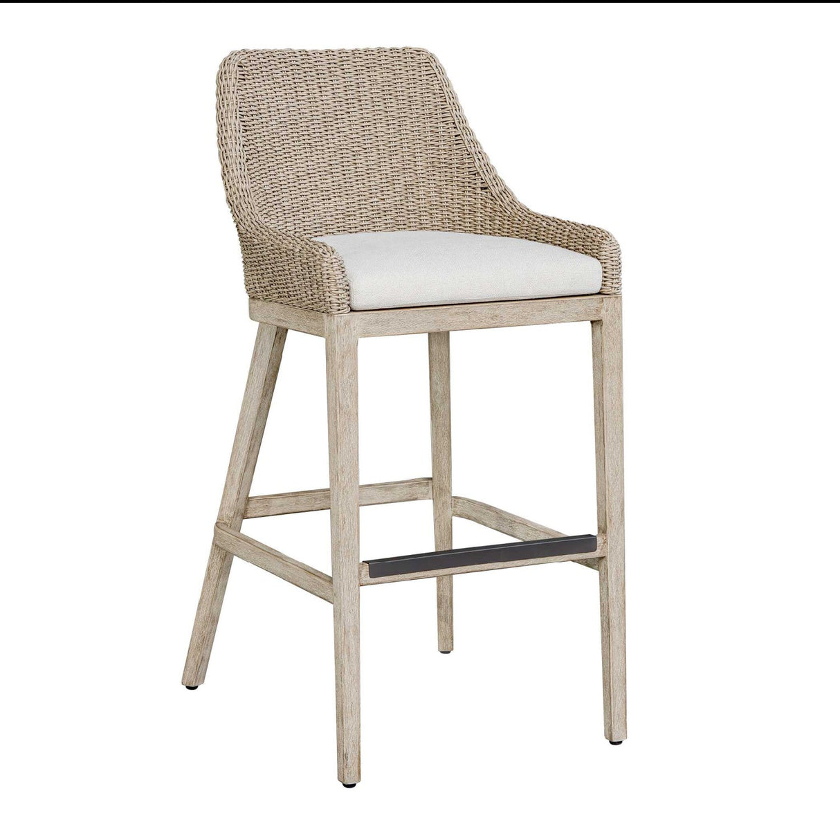 Cream Wicker Outdoor Bar Stool by Uttermost Paloma, alternate view 3