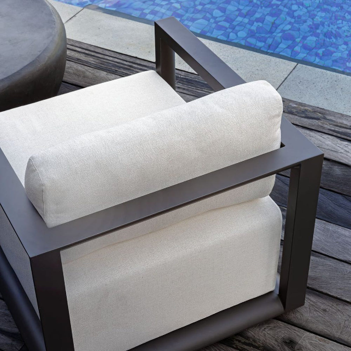 Modern European furniture - White Cushioned Outdoor Lounge Chair - www.oroa.com