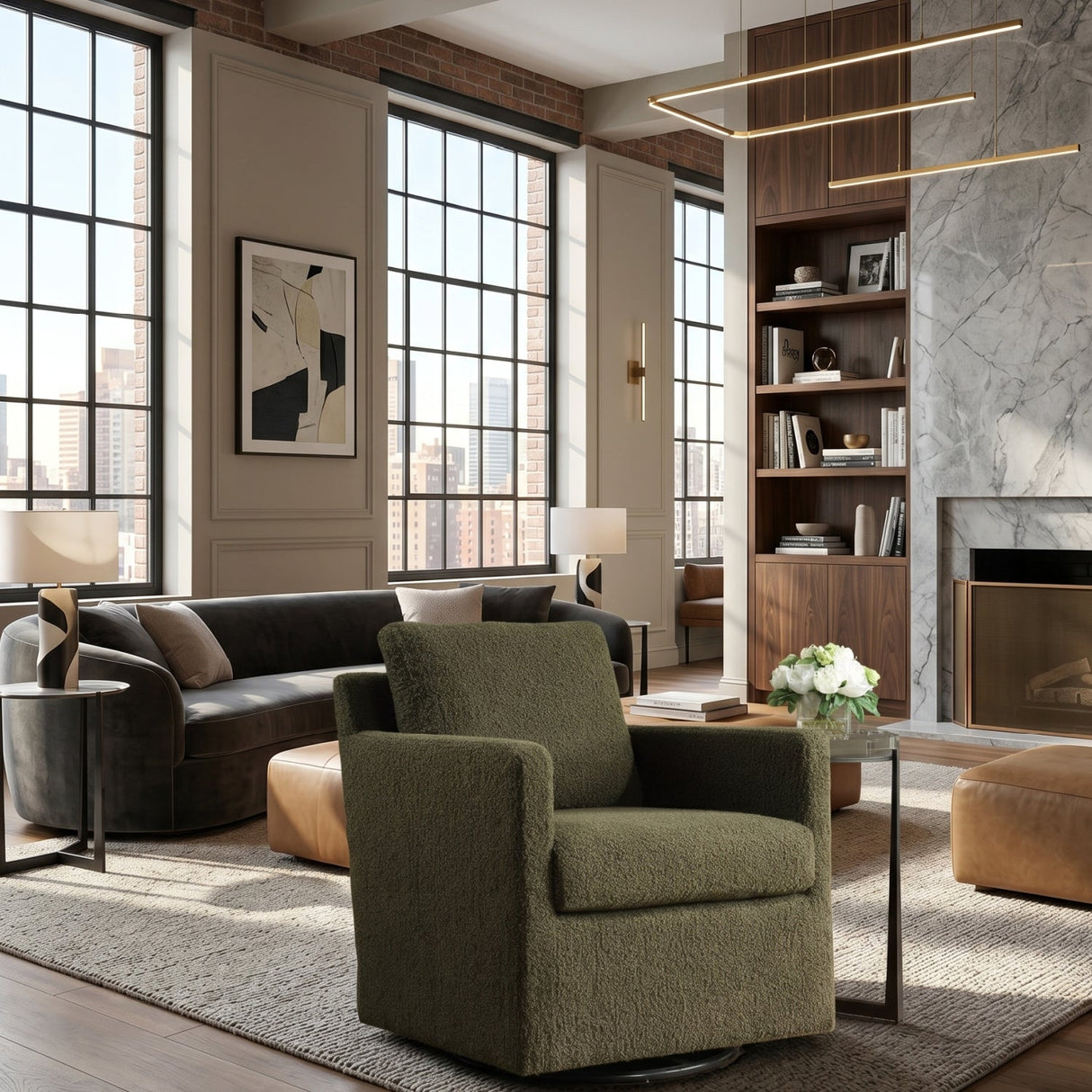 Modern European furniture - Upholstered Swivel/Glider Armchair - www.oroa.com