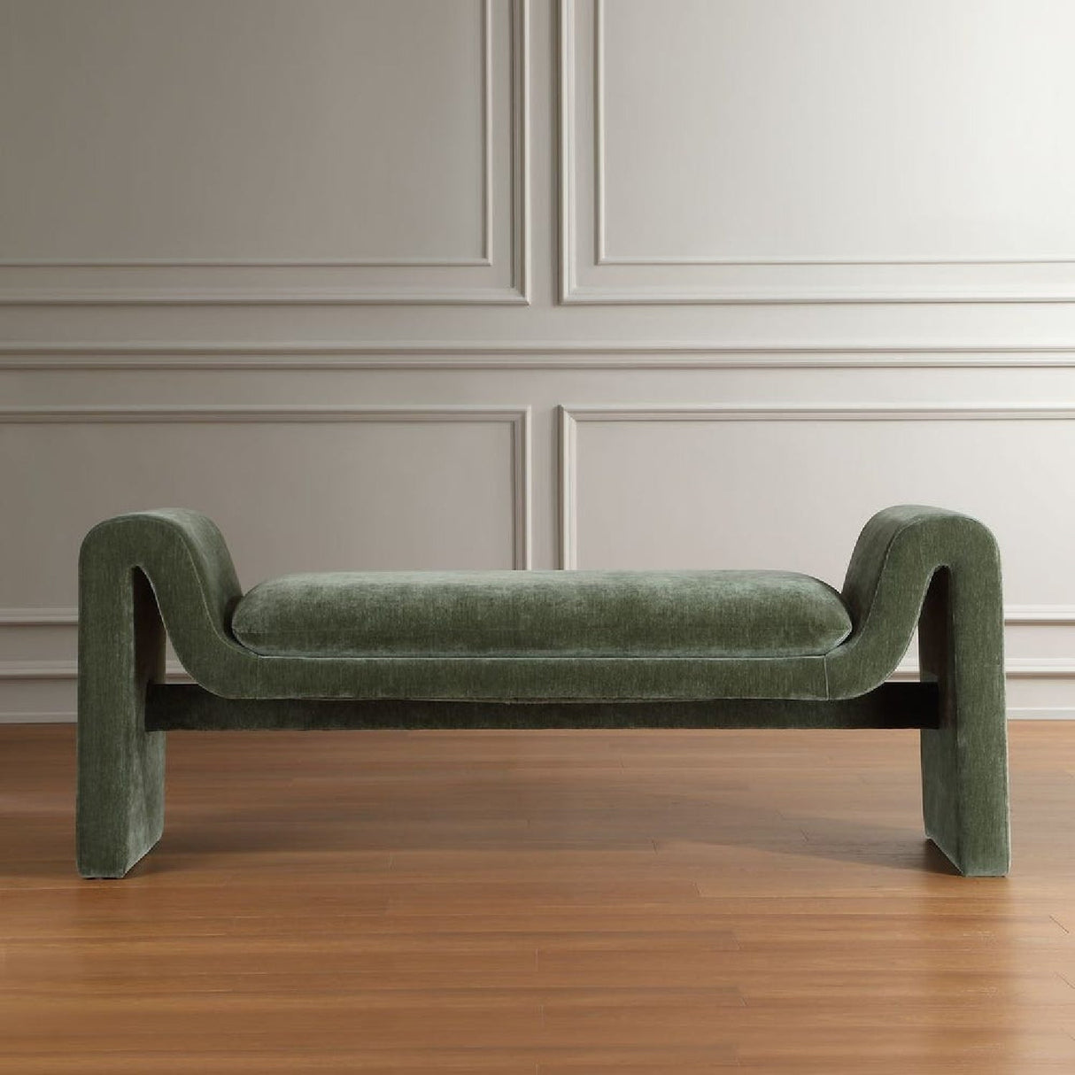 Green Velvet Curved Bench by Uttermost Manson, alternate view 6