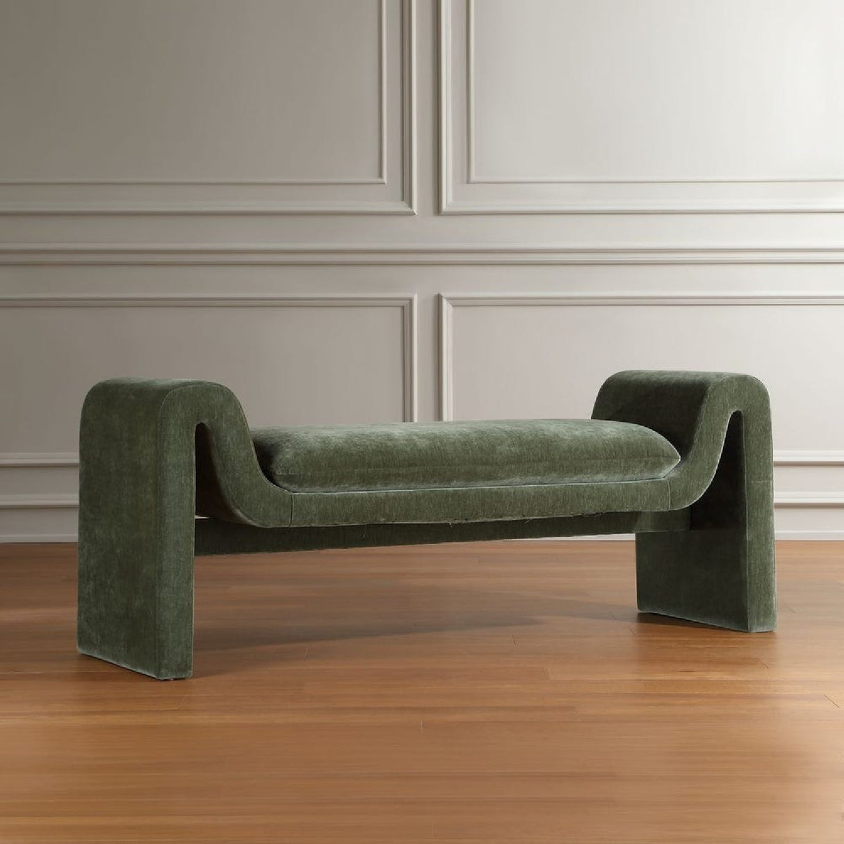 Green Velvet Curved Bench | Oroa.com