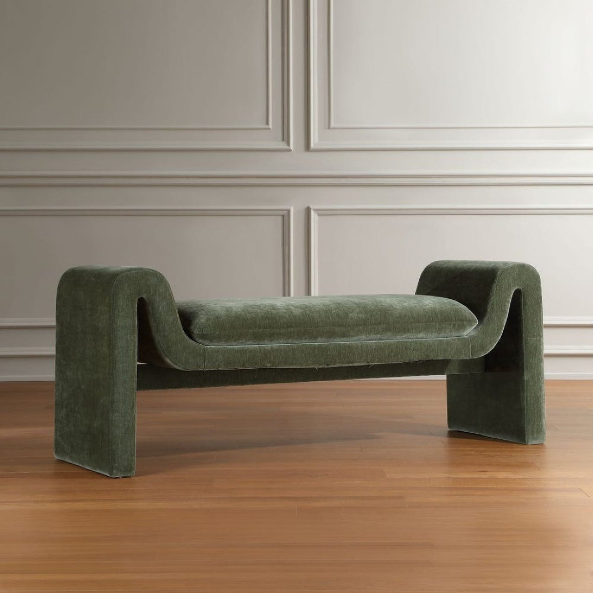 Green Velvet Curved Bench by Uttermost Manson, alternate view 5