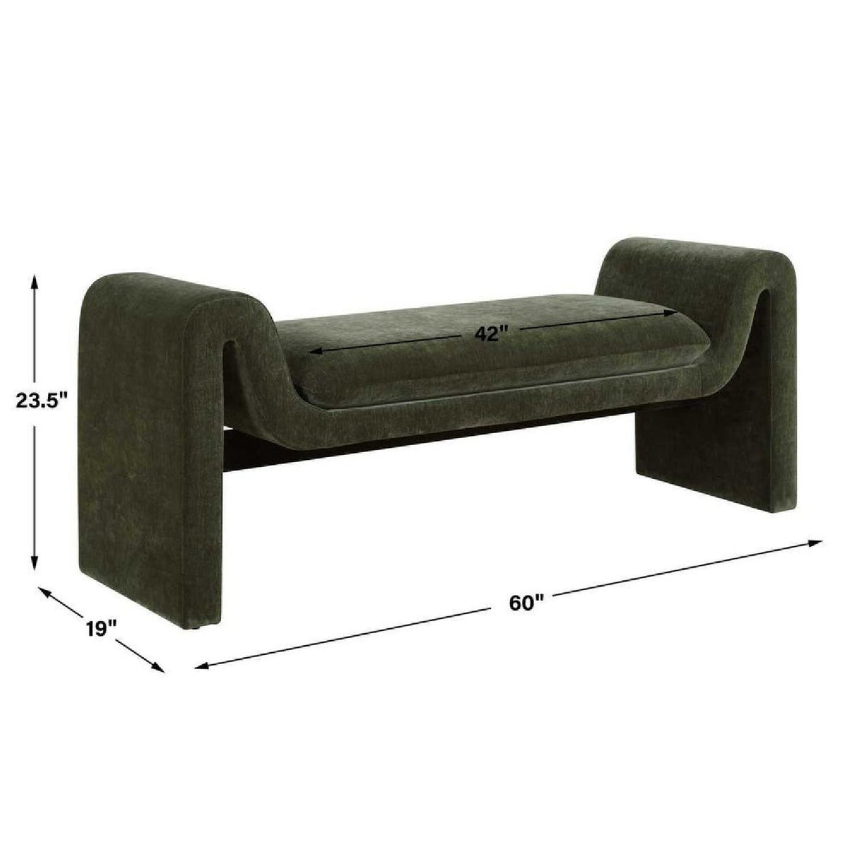 Green Velvet Curved Bench by Uttermost Manson, alternate view 9