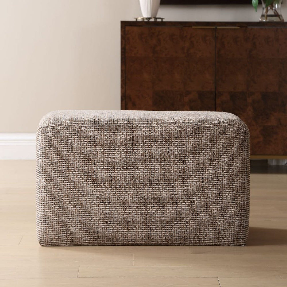 Cream Woven Rectangular Ottoman by Uttermost Kelce, alternate view 2