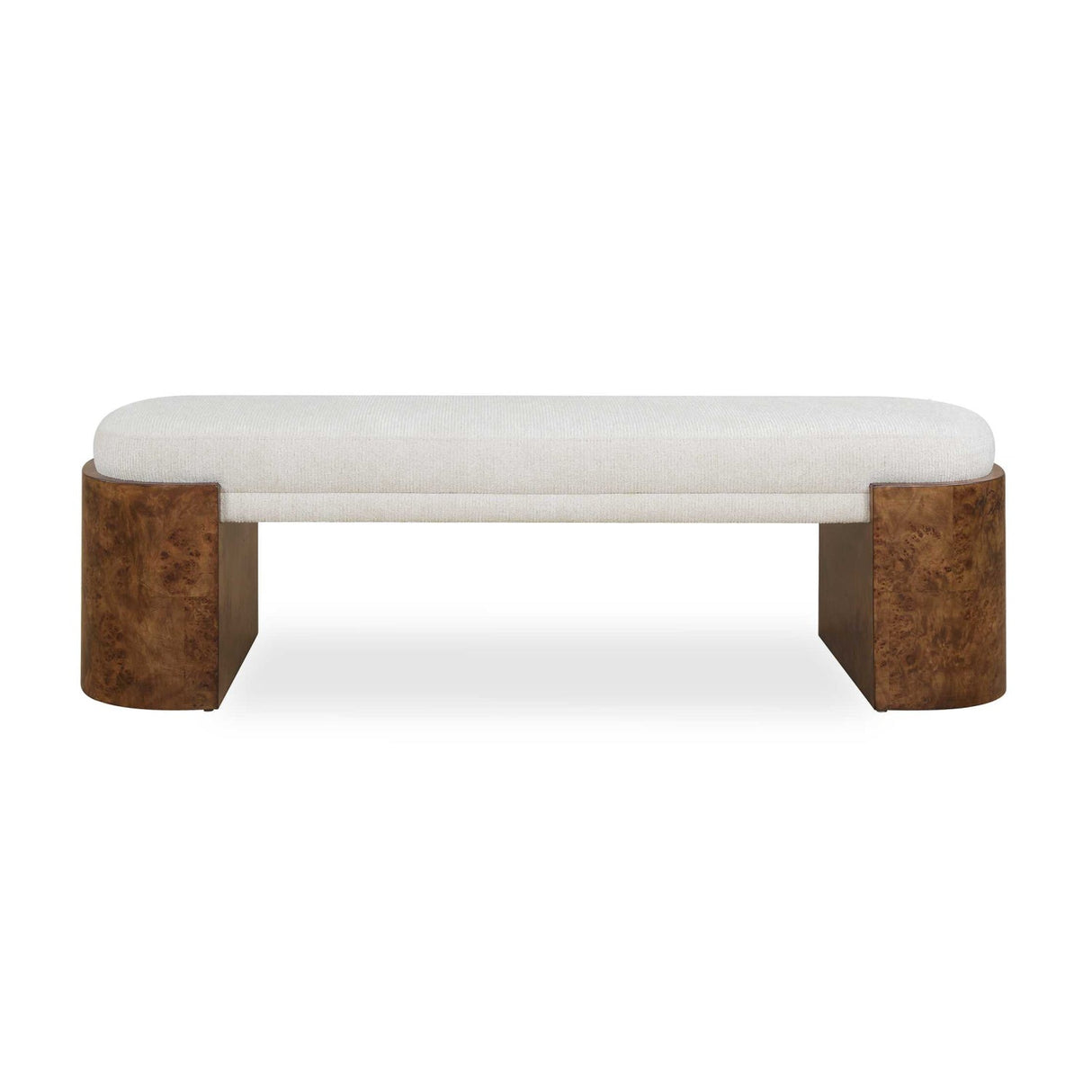 Modern European furniture - Burl Framed White Fabric Bench - www.oroa.com