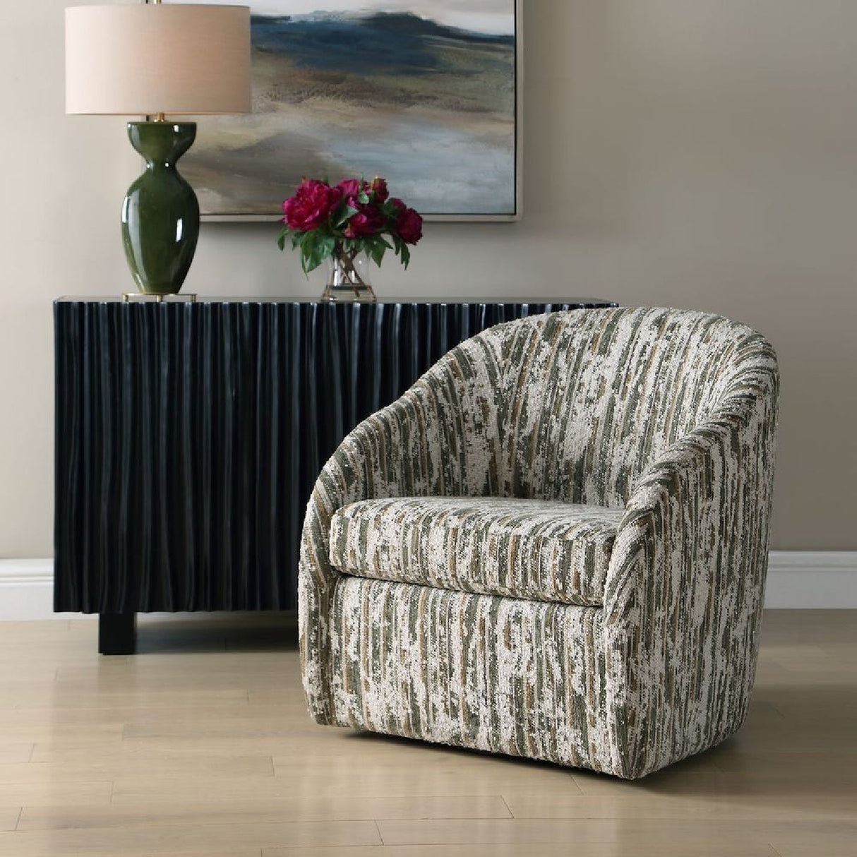 Slubbed Boucle Swivel Chair by Uttermost Mari, alternate view 2