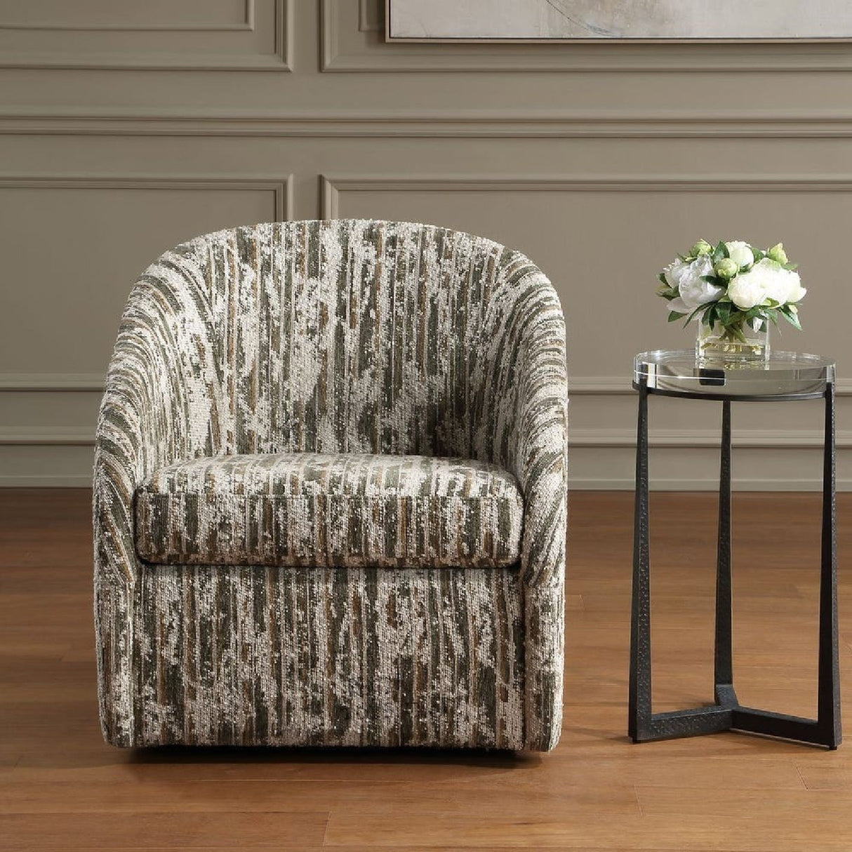 Slubbed Boucle Swivel Chair by Uttermost Mari, alternate view 10